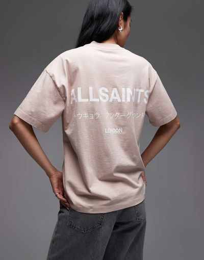 AllSaints Allsaints underground etta t-shirt in blush pink