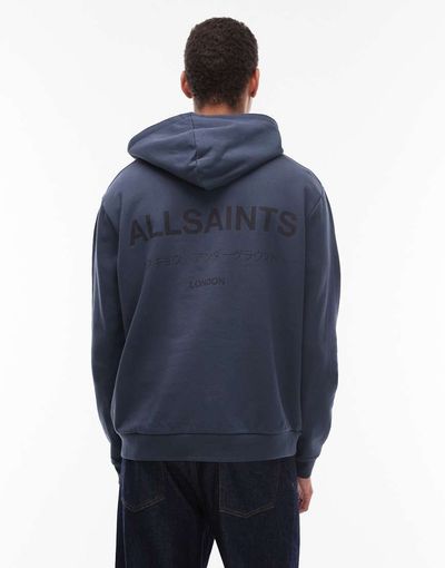 AllSaints Allsaints Underground hoodie in moonstone blue