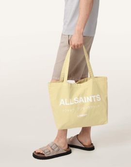 AllSaints AllSaints Underground logo shopper tote bag in yellow