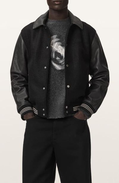 AllSaints AllSaints Vanson Wool & Leather Bomber Jacket