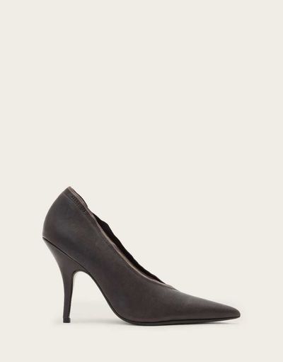 AllSaints AllSaints Vera leather heeled pumps in dark brown
