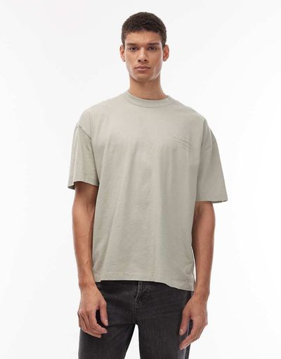 AllSaints AllSaints Xander flocked T-shirt in light green