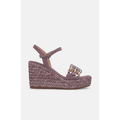 Alma en Pena Alma en Pena Esparto Stone Platform Sandal With Floral Rhinestones