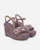 Alma en Pena Alma en Pena Esparto Stone Platform Sandal With Floral Rhinestones - 2