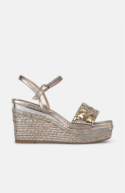 Alma en Pena Alma en Pena Esparto Wedge Sandal With Rhinestone Strap