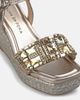 Alma en Pena Alma en Pena Esparto Wedge Sandal With Rhinestone Strap - 4