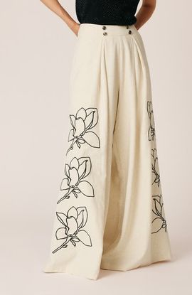 Alma en Pena Alma en Pena Floral Wide-leg Trousers