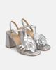 Alma en Pena Alma en Pena Metallic Sandal with Flower Detail - 2