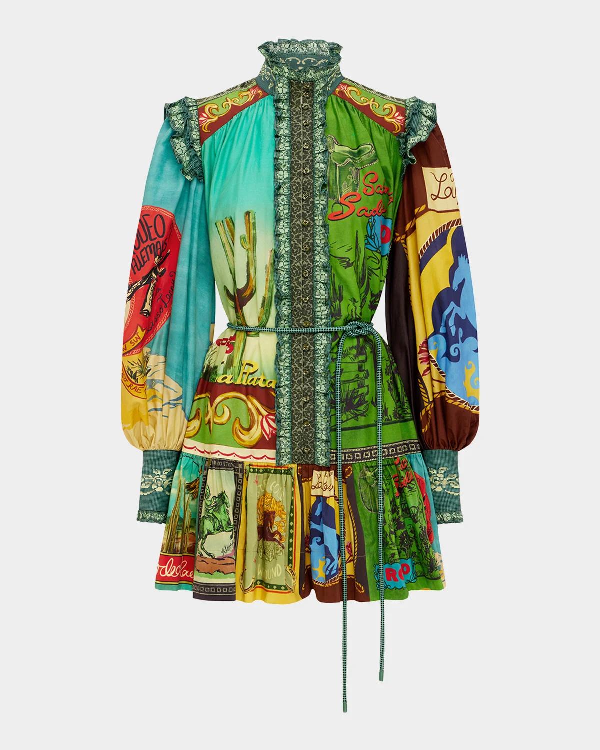 ALÉMAIS Ace Patchwork Mini Shirtdress