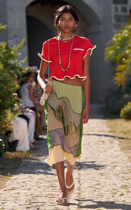 ALÉMAIS ALÉMAIS Antoni Beaded Silk Midi Skirt