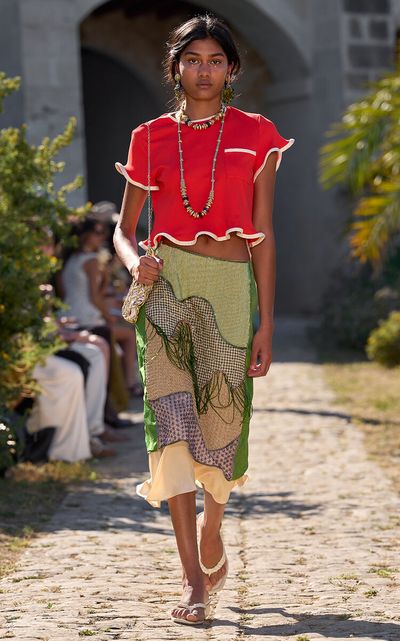 ALÉMAIS ALÉMAIS Antoni Beaded Silk Midi Skirt