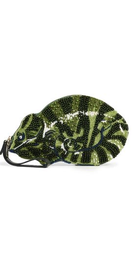 ALÉMAIS ALÉMAIS Chameleon Beaded Clutch Green One