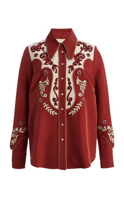 ALÉMAIS ALÉMAIS Duke Embroidered Crepe Shirt