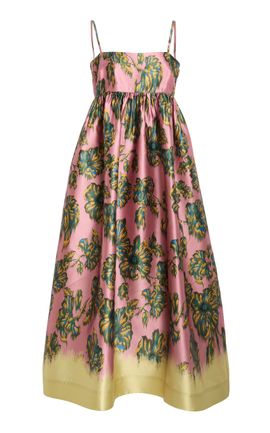 ALÉMAIS ALÉMAIS Faye Pleated Satin Midi Dress