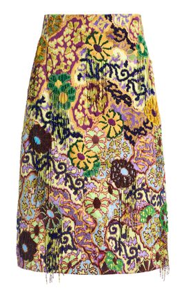 ALÉMAIS ALÉMAIS Joanna Embellished Satin Midi Skirt