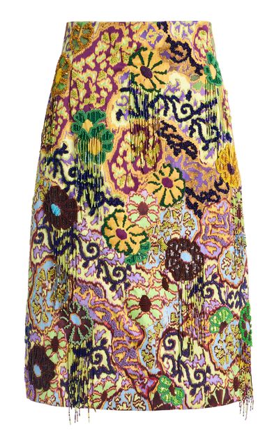 ALÉMAIS ALÉMAIS Joanna Embellished Satin Midi Skirt