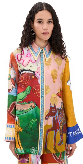 ALÉMAIS ALÉMAIS Mlak Silk Button Down Shirt Multi