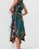 ALÉMAIS ALÉMAIS Rosette Silk Scarf Midi Dress Teal - 2