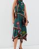 ALÉMAIS ALÉMAIS Rosette Silk Scarf Midi Dress Teal - 5