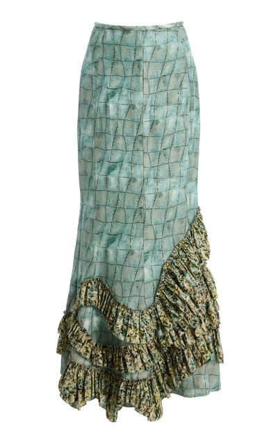 ALÉMAIS ALÉMAIS Sirena Ruffled LinenBlend Maxi Skirt