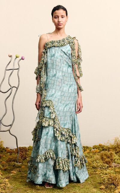 ALÉMAIS ALÉMAIS Sirena Ruffled LinenSilk Gown