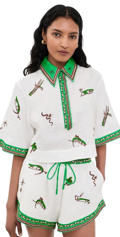 ALÉMAIS ALÉMAIS Wanda Linen Cropped Shirt Ivory