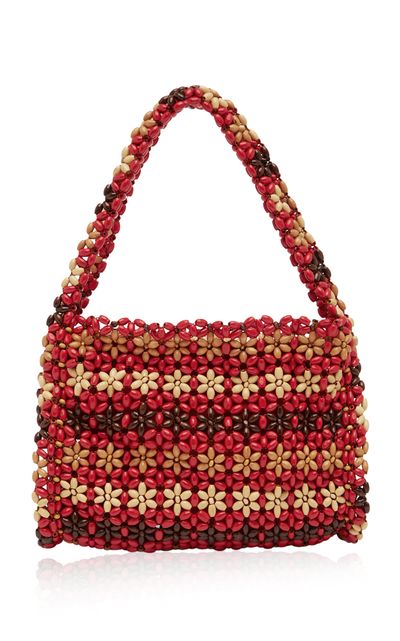ALÉMAIS ALÉMAIS Wood Bead Flower Barrel Bag