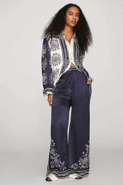 ALÉMAIS Banderra 100% Silk Satin Trousers Pants