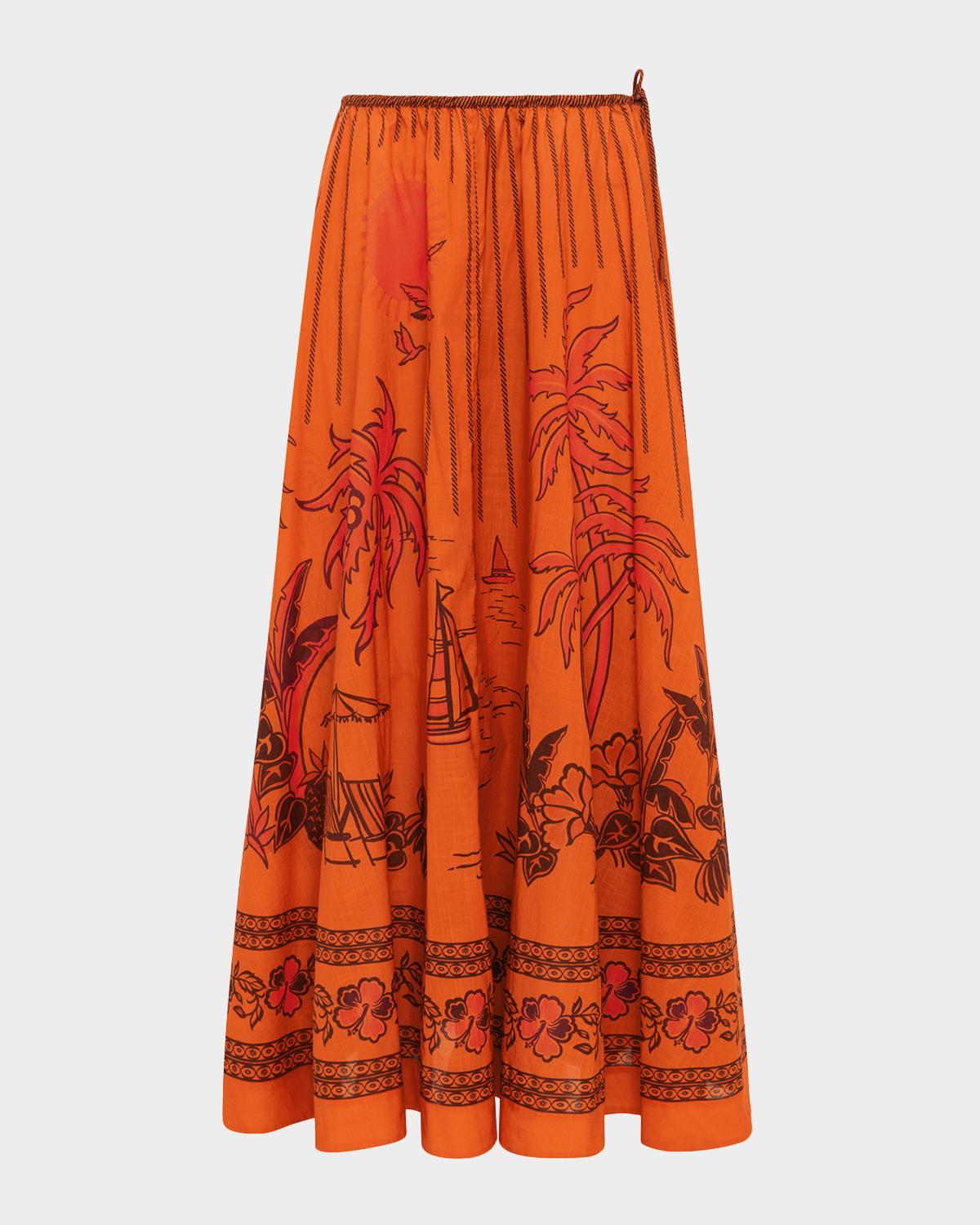 ALÉMAIS Boathouse Cotton Voile Midi Skirt