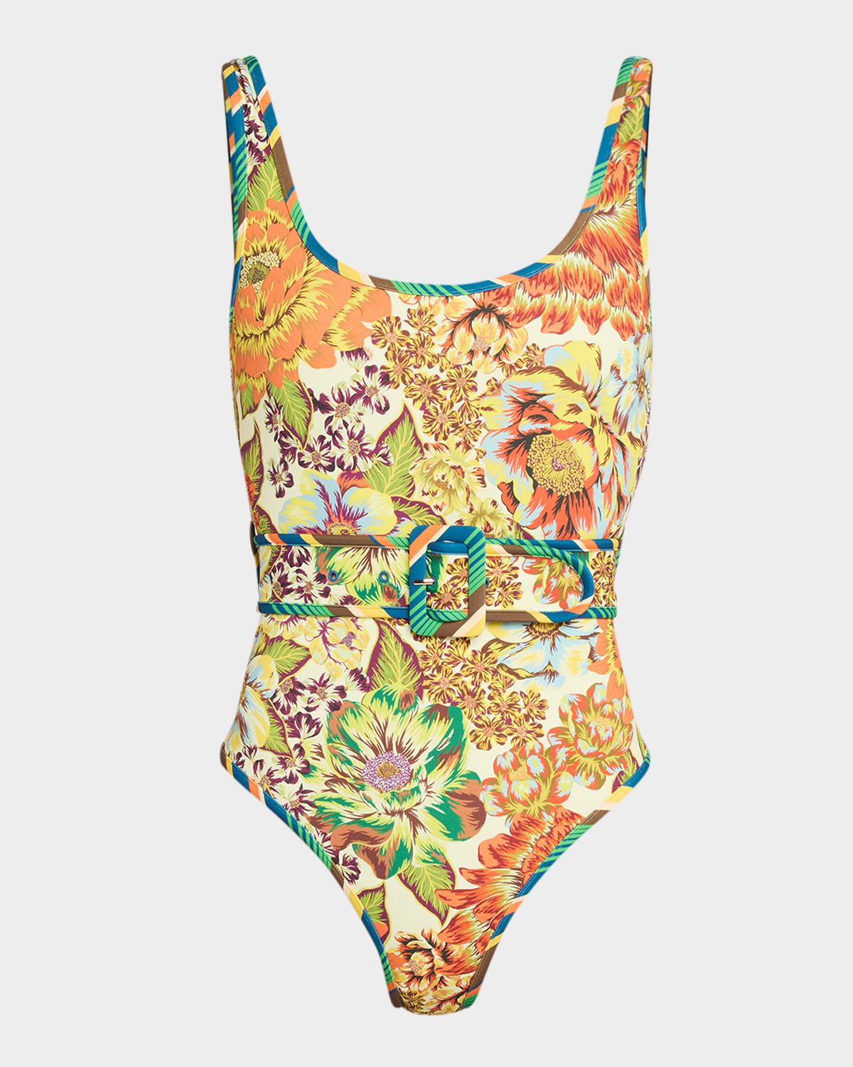 ALÉMAIS Charlie Floral Belted One-Piece Swimsuit