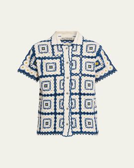 ALÉMAIS Dolly Crochet Button-Front Shirt
