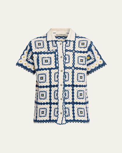 ALÉMAIS Dolly Crochet Button-Front Shirt