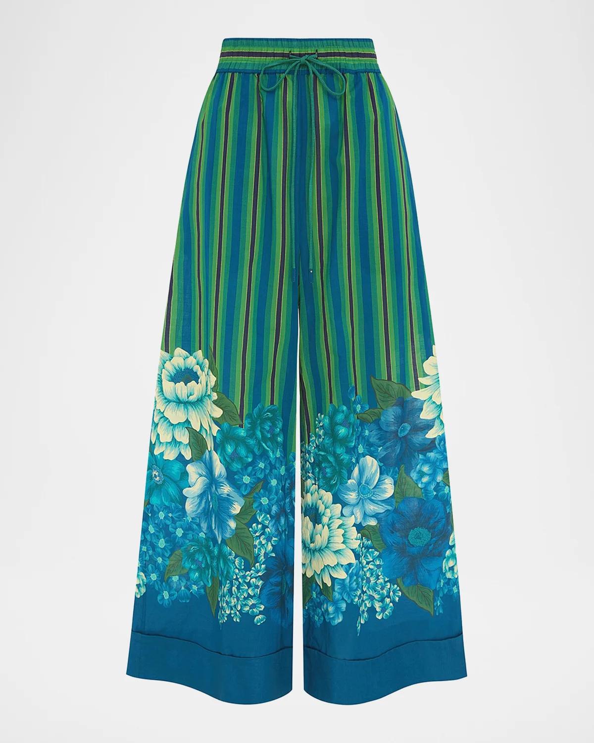 ALÉMAIS Margo Striped Floral Cuffed Pants