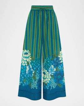ALÉMAIS Margo Striped Floral Cuffed Pants