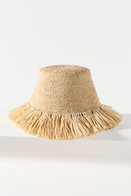 ALÉMAIS Michelle Raffia Fringed Bucket Hat