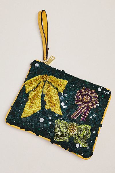 ALÉMAIS Rosette Beaded Clutch