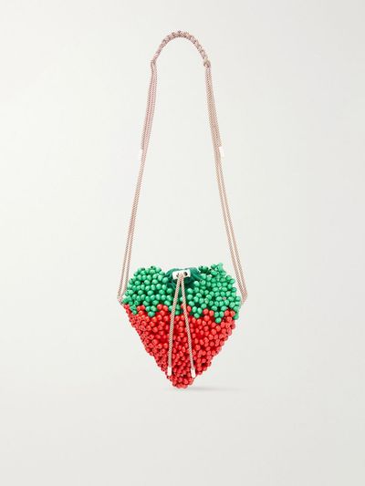 ALÉMAIS Strawberry beaded wood shoulder bag