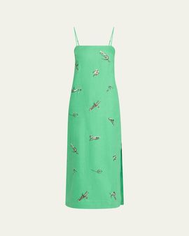 ALÉMAIS Wanda Embroidered Midi Dress