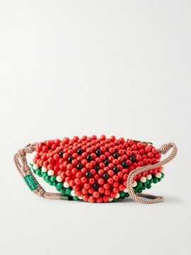 ALÉMAIS Watermelon beaded wood shoulder bag