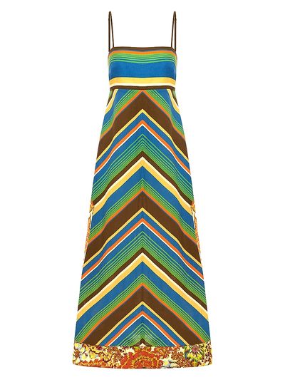 Alémais Women's Charlie Mixed-Print Linen Day Dress