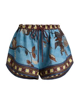 Alémais Women's Georgie Printed Linen Relaxed-Fit Shorts