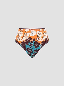 ALÉMAIS Women's Splice Floral High-Rise Bikini Bottom