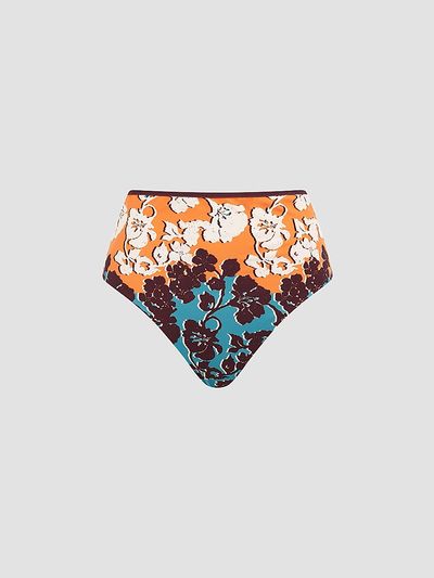 ALÉMAIS Women's Splice Floral High-Rise Bikini Bottom