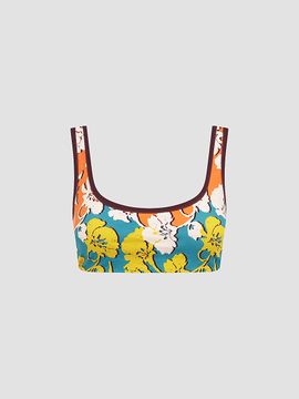 ALÉMAIS Women's Splice Floral Scoopneck Bikini Top