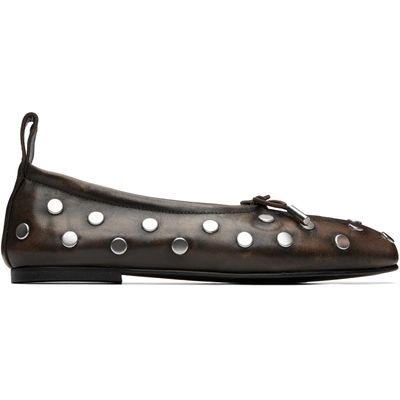 Alohas Alohas Brown Rosalind All Studs Vintage Effect Ballerina Flats