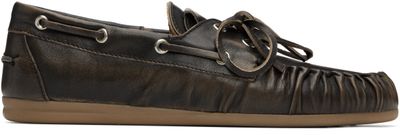 Alohas Alohas Brown Rowan Vintage Effect Leather Boat Shoes
