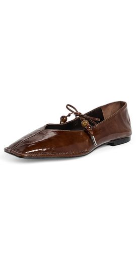 ALOHAS ALOHAS Sway Beads Leather Ballet Flats Beads Rift Brown