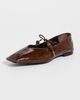 ALOHAS ALOHAS Sway Beads Leather Ballet Flats Beads Rift Brown - 2