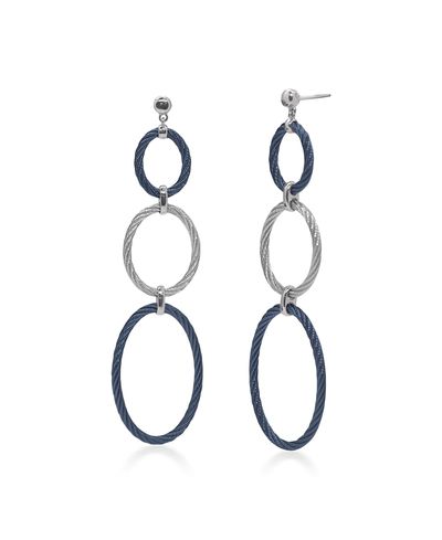 Alor Alor Blueberry and Grey Triple Oval Drop Earrings