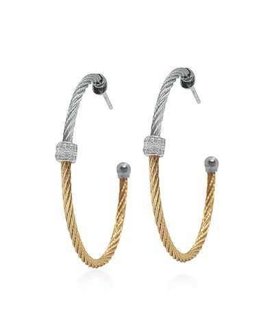 Alor Alor Yellow and Grey Large Hoop Diamond Earrings